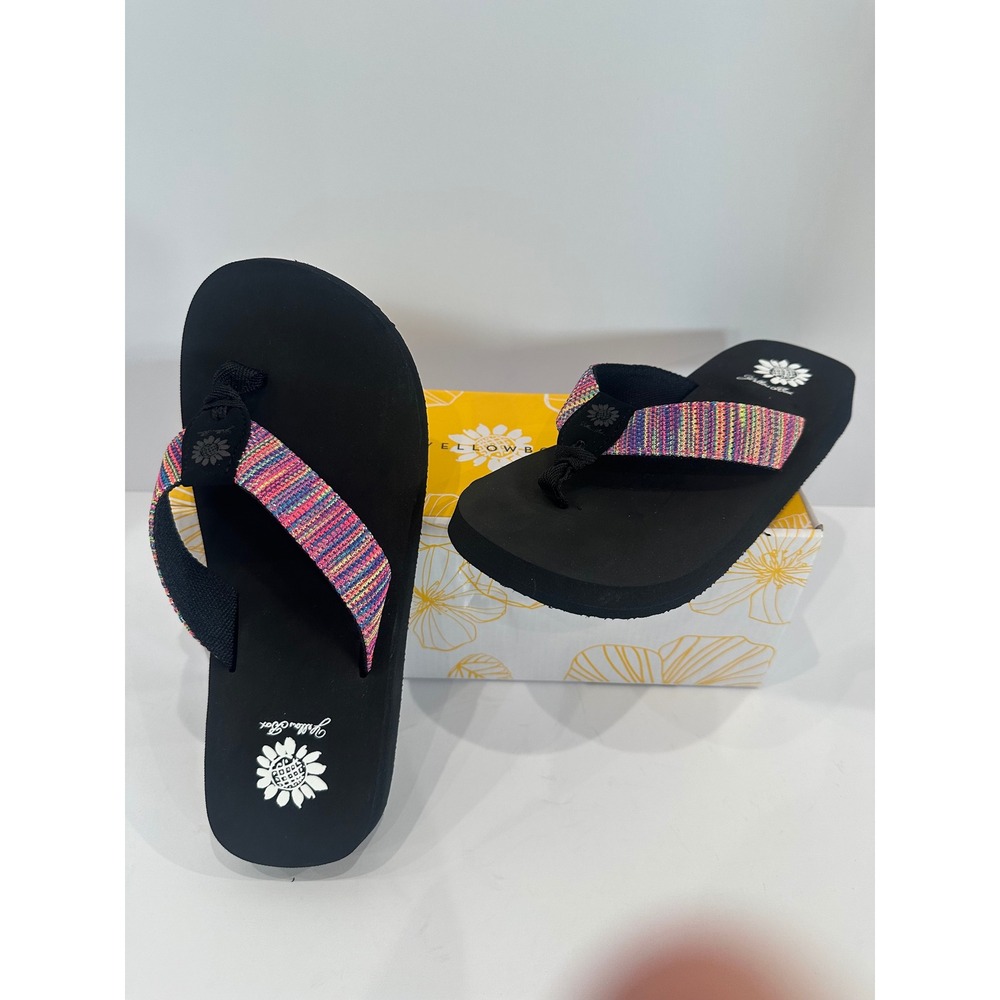 Yellow Box Fayne Multi Color Woven Platform Flip Flop Sandals Womens 8 M New